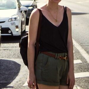 Abercrombie Army Green High Waisted Shorts with Belt Size 26